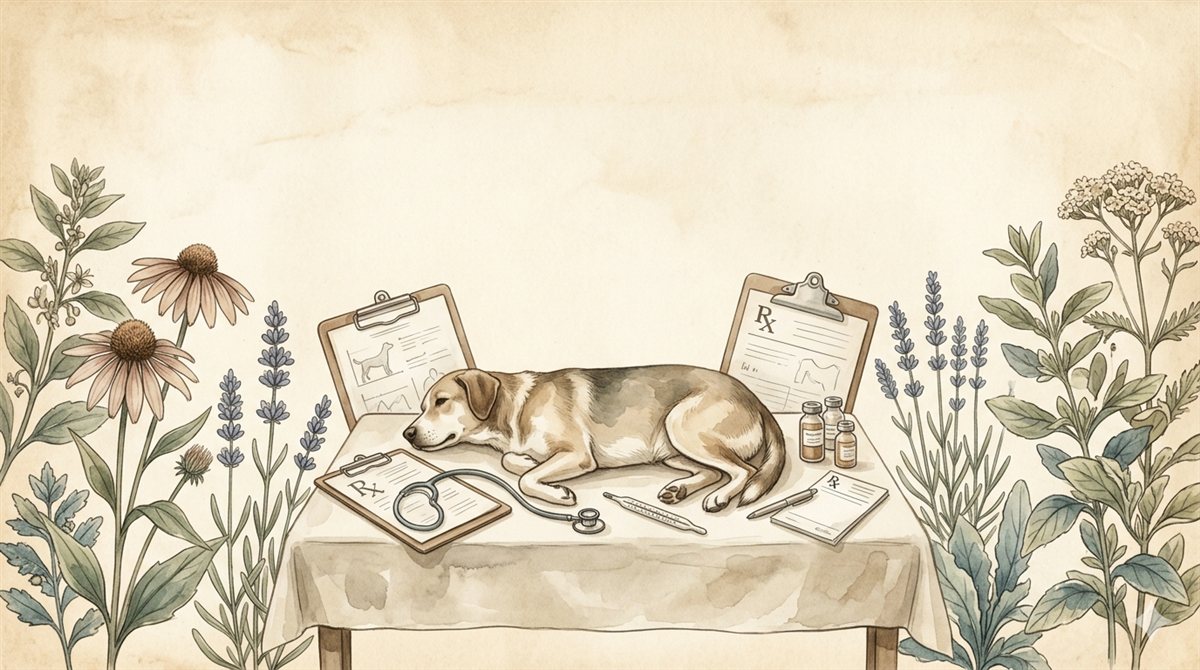 Veterinario revisando a un perro en consulta