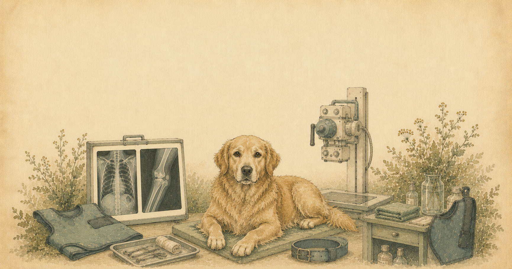 Veterinario revisando una radiografía de una mascota